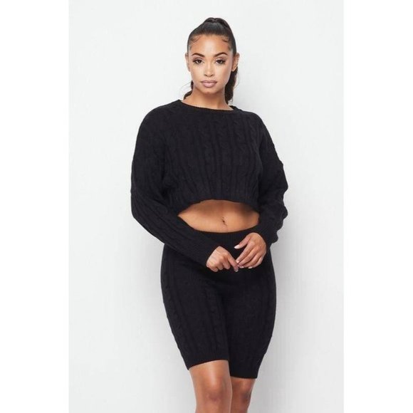 Cable Knit Crop Top Short Set - Picture 6 of 7